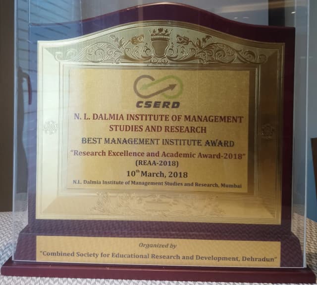 Best Management Institute Award Research Excellence and Academic Award 2018