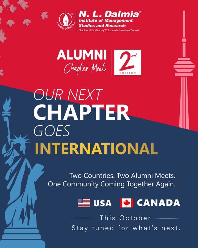 From Memories to Milestones, The N. L. Dalmia International Alumni Journey Continues!
From our inaugural International Alumni Chapter Meets in Dubai and London to Toronto and New York, our International Alumni Chapter Meets have created countless memories, friendships and meaningful connections across the globe.
We’ve relived the nostalgia ❤️ through our 2024, 2025 and 2026 meets and the journey continues!
With the 2nd cycle, we’re looking forward to bringing that same spirit of connection to our alumni in Canada 🇨🇦 and the USA 🇺🇸.
Are you ready to relive the nostalgia all over again? ✨
We look forward to bringing our global alumni community together with one common objective:
Meet. Greet. Network. Connect. Strengthen the N. L. Dalmia Alumni Community.
Missed us already? Good. We’re coming back.
Something special is waiting this October. Stay tuned! 👀
#NLDalmia #NLDalmiaAlumni #InternationalAlumniMeet #GlobalAlumni #Toronto #NewYork #AlumniNetwork