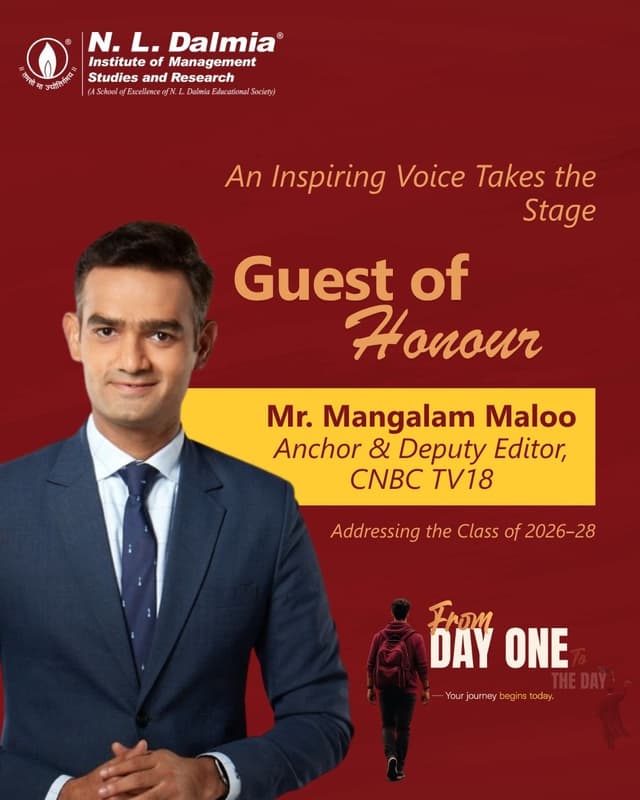 The first step of every journey is shaped by the conversations that follow.
We are pleased to announce Mr. Mangalam Maloo, Anchor & Deputy Editor, CNBC-TV18, as the Guest of Honour for the Induction Program 2026.
His presence marks the beginning of an exciting new chapter as we welcome the Class of 2026–28 to NLDIMSR.
.
.
.
.
#NLDalmia #NLDIMSR #Induction2026 #ClassOf2026 #GuestOfHonour #MangalamMaloo #CNBCTV18 #FutureLeaders #ManagementEducation #LeadershipTalk #AcademicExcellence #NewBeginnings #CampusLife #BusinessEducation #InspiringLeadership #WelcomeBatch2026 #LeadershipInsights #HigherEducation #IndustryConnect #OrientationProgram