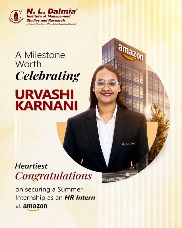 We are pleased to congratulate Urvashi Karnani on securing a Summer Internship as an HR Intern at Amazon.
This accomplishment reflects her commitment to learning, professional growth and excellence. As she embarks on this opportunity with a globally renowned organisation, we are confident that the experience will further strengthen her industry perspective and practical understanding of human resources.
Wishing her continued success and a rewarding internship journey ahead.
.
.
.
.
#AmazonInternship #HRIntern #InternshipSuccess #StudentAchievement #FutureHRLeaders #CareerGrowth #ProfessionalDevelopment #HumanResources #IndustryExposure #SummerInternship #ProudMoment #NLDalmia #NLDIMSR