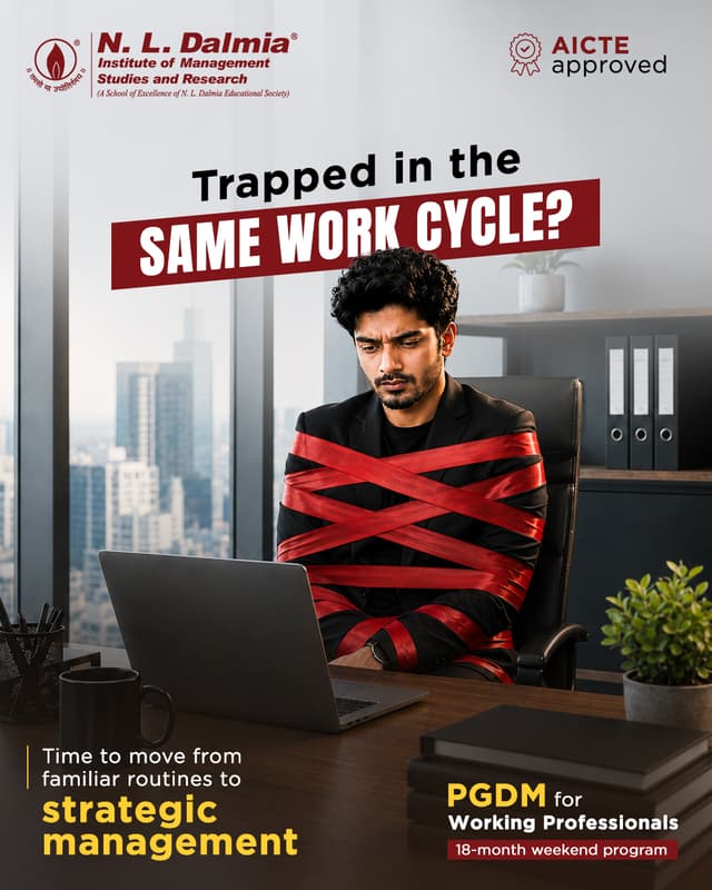 Feeling stuck in the same work cycle?
Move beyond familiar routines and build the strategic perspective needed for your next stage of growth with the 18-month weekend PGDM for Working Professionals at N. L. Dalmia.
Know more – Link in bio.
.
.
.
#NLDalmia #NLDIMSR #PGDMForWorkingProfessionals #ExecutiveEducation #WorkingProfessionals #CareerGrowth #StrategicManagement #WeekendLearning #LeadershipDevelopment #ProfessionalGrowth #ManagementEducation #UpskillYourCareer #BusinessLeadership #CareerAdvancement #AdmissionsOpen