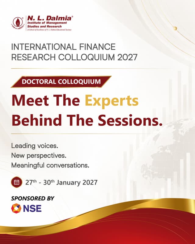 Strong research begins with the right questions and the conversations that help shape them.
The International Finance Research Colloquium 2027 – Doctoral Colloquium brings together distinguished academic voices to engage with contemporary research in finance and accounting. Through sessions focused on emerging research areas, research agendas and ESG investing, the event creates a space for doctoral researchers to gain new perspectives and advance their academic inquiry.
Joining the conversation are Prof. Sankarshan Basu, Prof. Saumya Ranjan Dash and Prof. S.V.D. Nageshwara Rao.
📢 Call for Papers is now open.
📝 Paper Submission Deadline: 30th September 2026
🗓️ IFRC 2027: 27th–30th January 2027
Bring your research into the conversation : Link In Bio
#NLDIFRC2027 #NLDIMSR #NLDalmia #FinanceResearch #DoctoralColloquium #CallForPapers