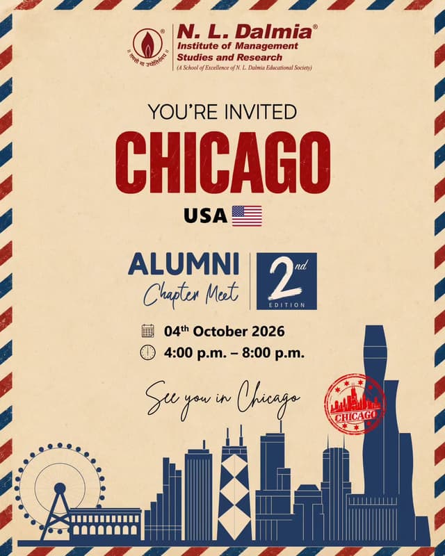 Across the miles, here’s a date we hope finds a place on your calendar. 📮🇺🇸
To our alumni in Chicago, consider this a warm invitation from N. L. Dalmia.
The 2nd International Alumni Chapter Meet 2026 is bringing the alumni community together once again — for familiar conversations, new stories and another chance to simply be in the same room again.
04 October 2026 | 4:00 p.m. – 8:00 p.m.
Some connections are worth travelling back to.
Register through the link in our bio.
See you in Chicago!
.
.
.
.
.
.
#NLDalmia #NLDalmiaAlumni #ChicagoAlumni #AlumniMeet #AlumniNetwork
