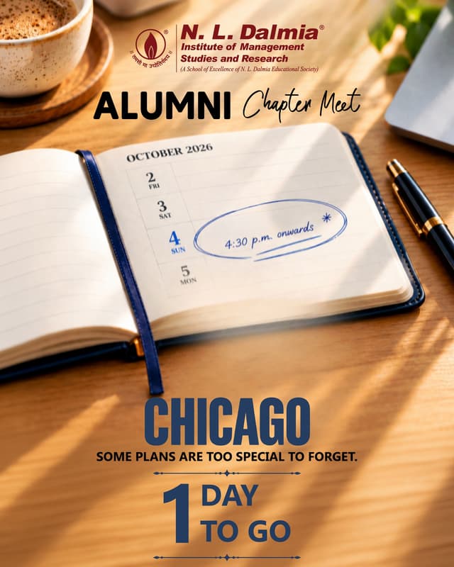 Some dates deserve a place on the calendar. Chicago, this is one of them. 💙
Tomorrow marks the first N. L. Dalmia Alumni Chapter Meet in Chicago, bringing the alumni community in the city together for an afternoon of new introductions, professional networking, games, trivia and more.
One day to go. Be part of where Chicago’s chapter begins.
Register Here: Link in bio
#NLDIMSR #NLDalmia #NLDAlumni #AlumniChapterMeet #ChicagoAlumni #AlumniNetwork
