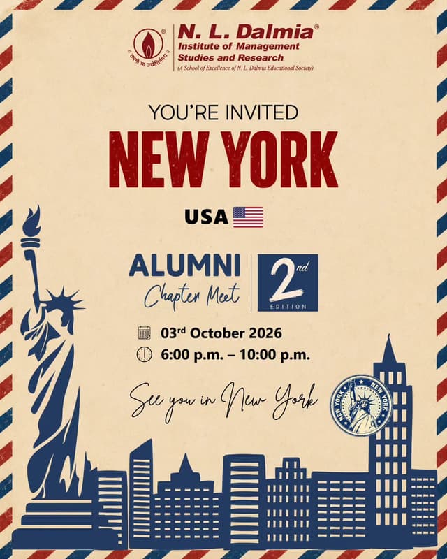 Miles may change the address, but some connections always find their way back. 📮🇺🇸
A little note across the miles, especially for our alumni in New York.
This October, the 2nd International Alumni Chapter Meet 2026 brings another chance to reconnect with familiar faces, shared memories and the people who remain part of the journey long after campus.
03 October 2026 | 6:00 p.m. – 10:00 p.m.
Different city. Different chapter.
A connection that still feels familiar.
Register through the link in our bio.
See you in New York!
.
.
.
.
.
.
#NLDalmia #NLDalmiaAlumni #NewYorkAlumni #AlumniMeet #AlumniNetwork